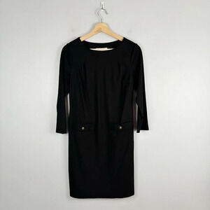 Judy Connally Women's 3/4 Sleeve Mini Dress Black Solid Nylon Jude Cloth S 228